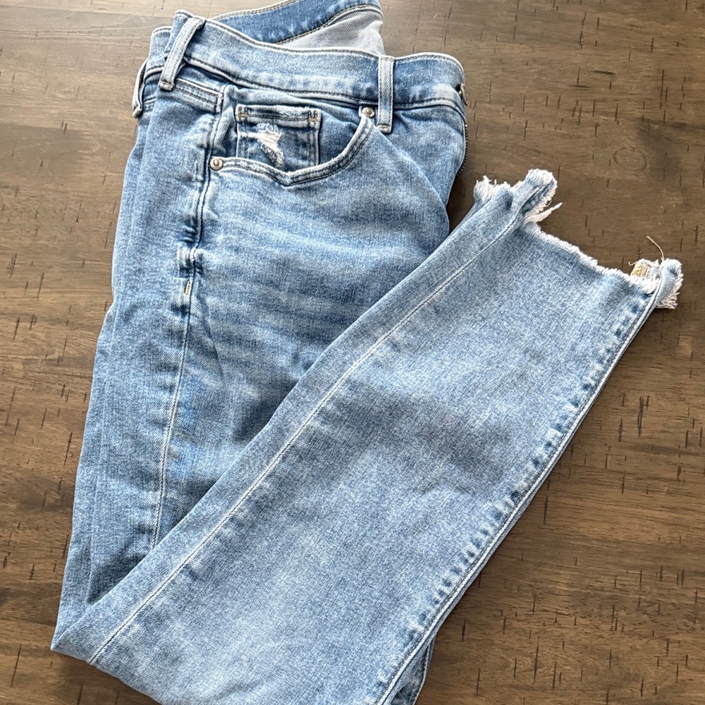 LOFT Light Blue Distressed Ankle Jeans